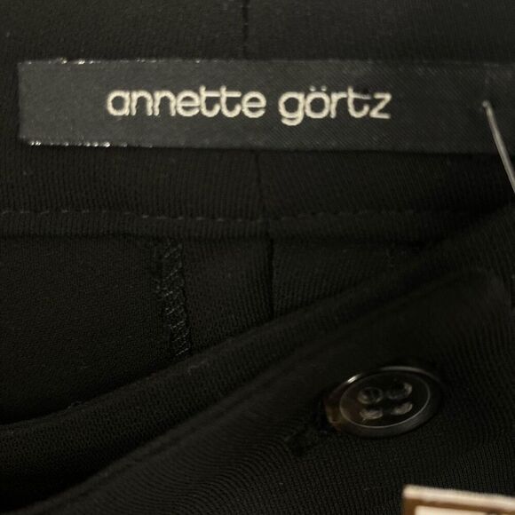 Annette Gortz 40 33” L Black Tapered Dress Pants Mid Rise VTG Minimalist 30” Ins - Picture 3 of 3